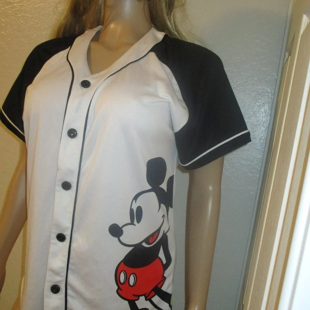 Disney Mickey Mouse Large White Black Red Short Sleeves (Probably Unisex) Top - Picture 3 of 14